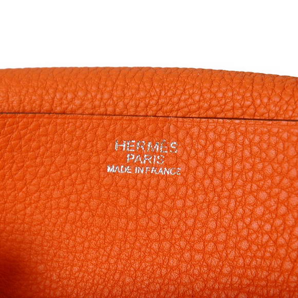 High Quality Hermes Bearn Japonaise Original Leather Wallet H8022 Orange Fake - Click Image to Close